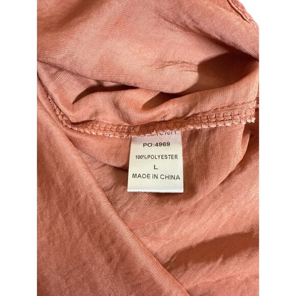 GiGio Women's Oversized Loose Fit Button Down Top Hi-Low Hem Size L Rose - Picture 8 of 8